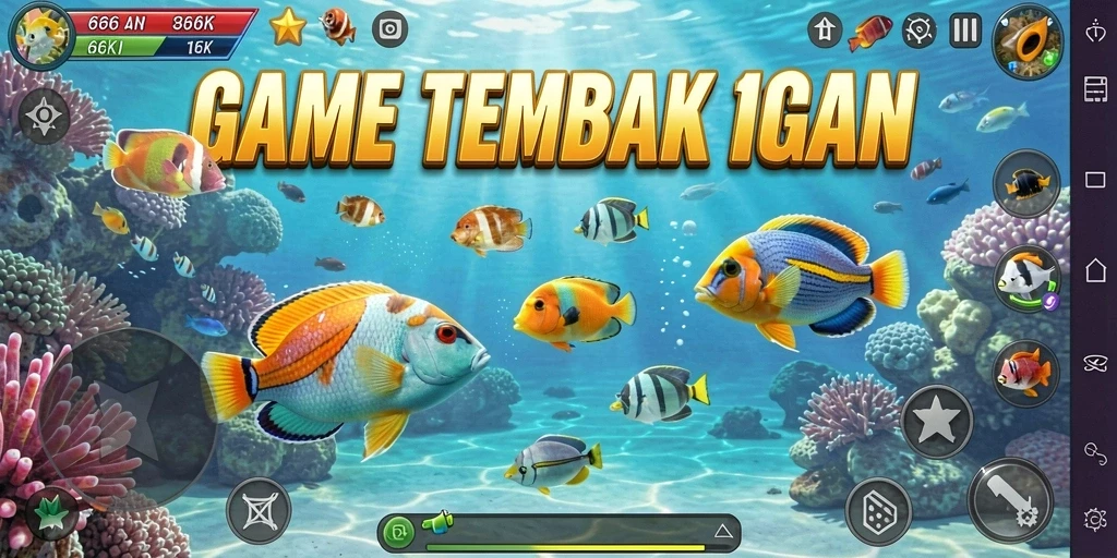 Tangkapan layar menampilkan gameplay seru Tembak Ikan di 66K.