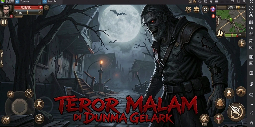 Tampilan gameplay menyeramkan dalam kegelapan.