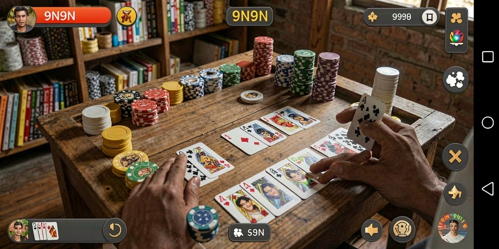 Gameplay seru Gaple di aplikasi 9N9N