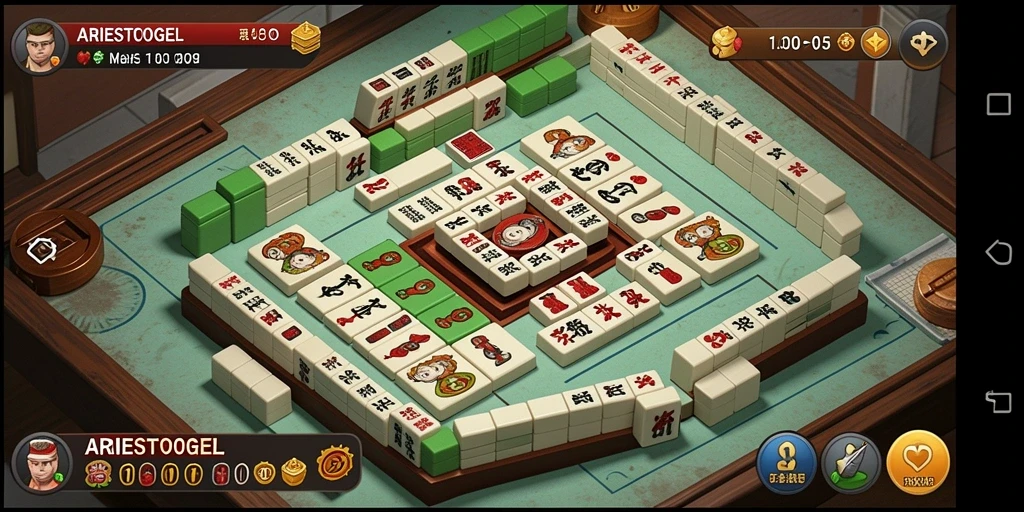 Tampilan gameplay menarik dari ARIESTOGEL yang menghadirkan Mahjong klasik.