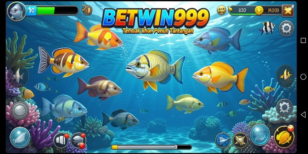 Screenshot gameplay BETWIN999 menampilkan aksi seru memancing ikan.