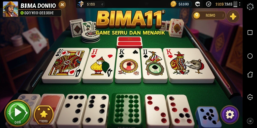 Tampilan gameplay BIMA11 yang seru dan menarik dalam bermain Domino.