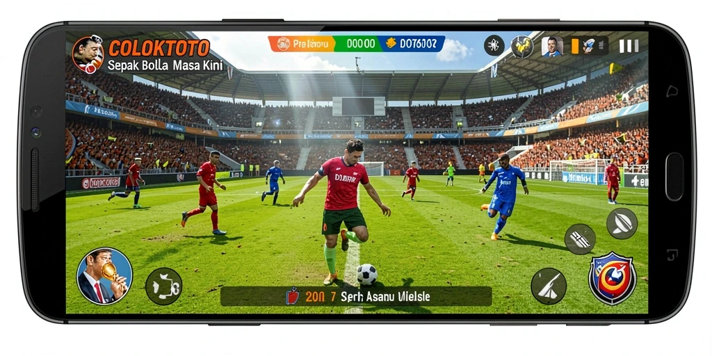 Tampilan gameplay COLOKTOTO yang mendebarkan di lapangan sepak bola.