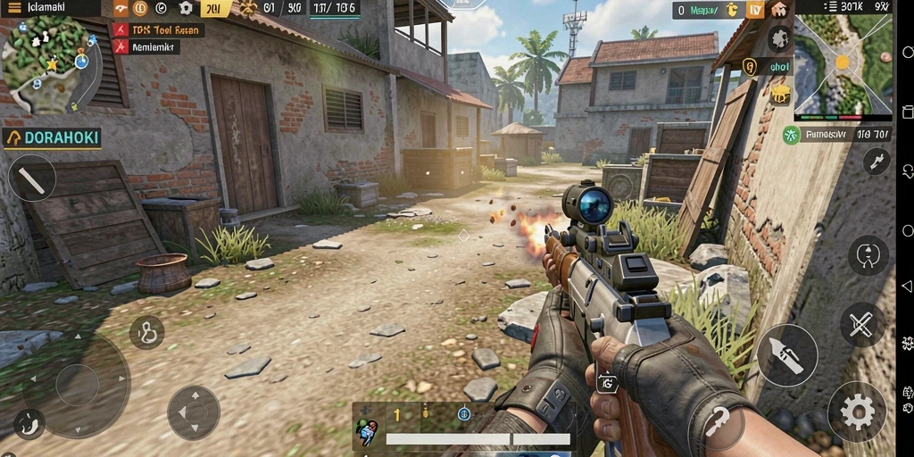 Tampilan gameplay DORAHOKI yang mendebarkan dan penuh aksi.