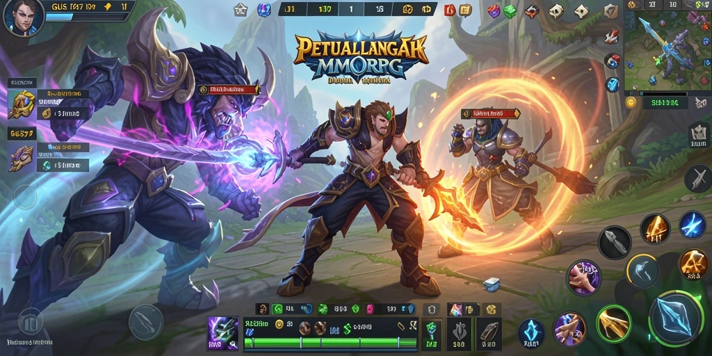 Screenshot utama GUS77 menampilkan gameplay menakjubkan di dunia MMORPG.