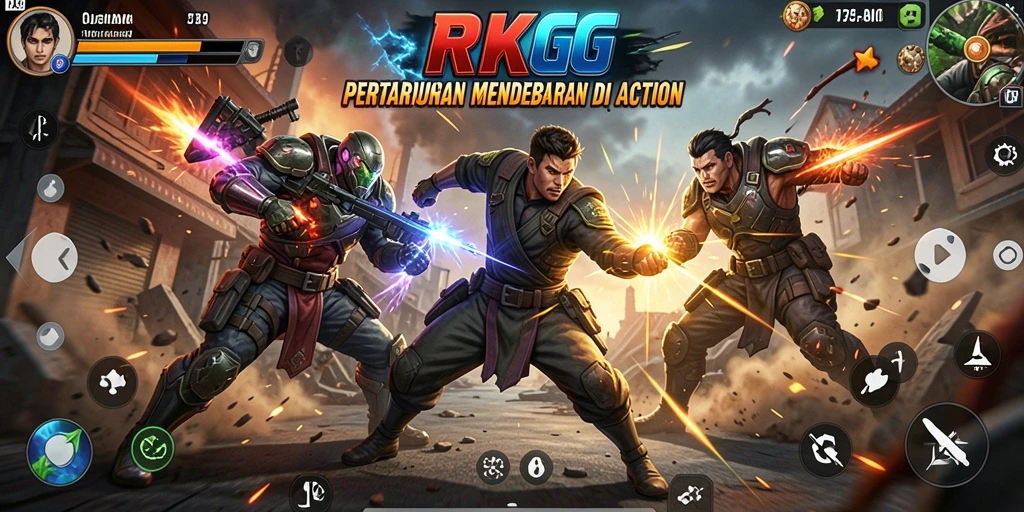 Tampilan gameplay RKGG yang penuh aksi dan pertarungan mendebarkan.