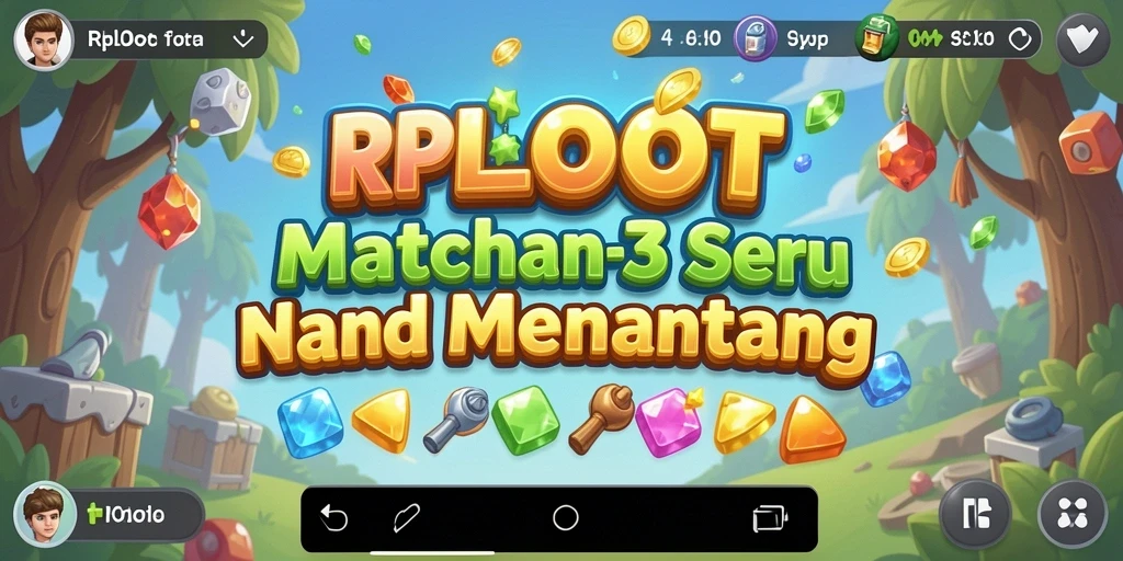 Screenshot utama RPLOOT menunjukkan gameplay Match-3 yang seru dan penuh warna.
