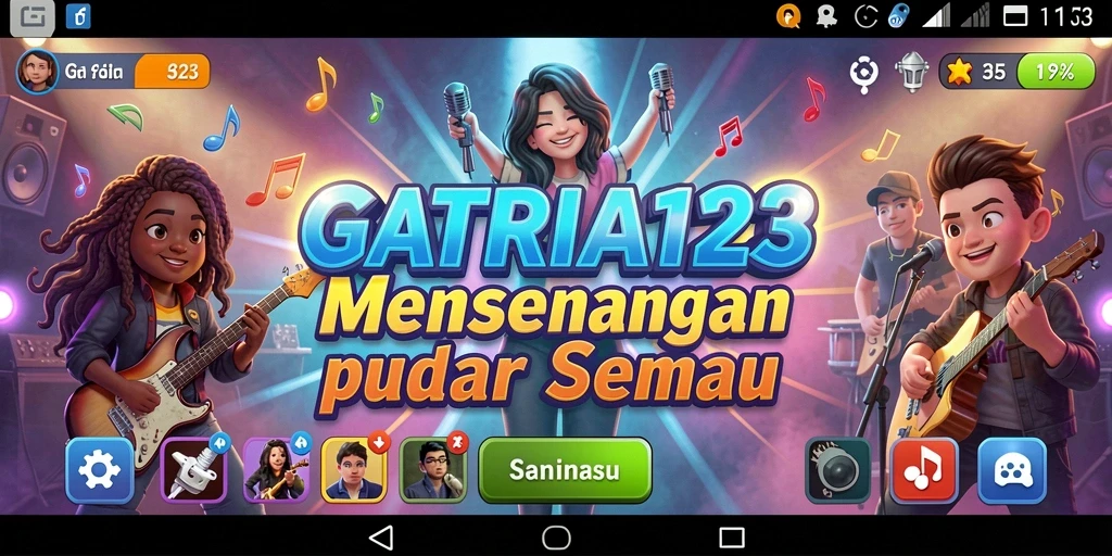Screenshot utama SATRIA123 menunjukkan pengguna sedang asyik bermain musik.
