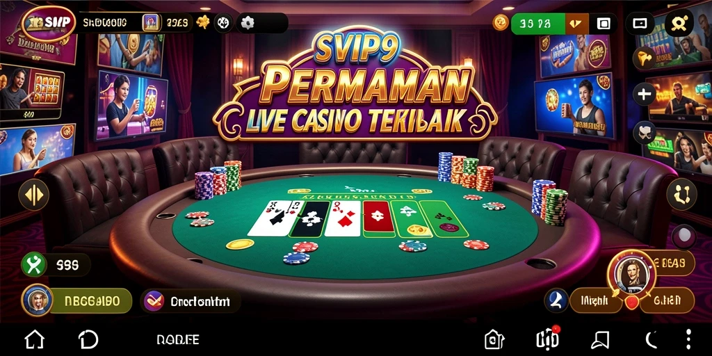 Tampilan gameplay Live Casino SVIP9 dengan dealer langsung dan interaksi pemain.