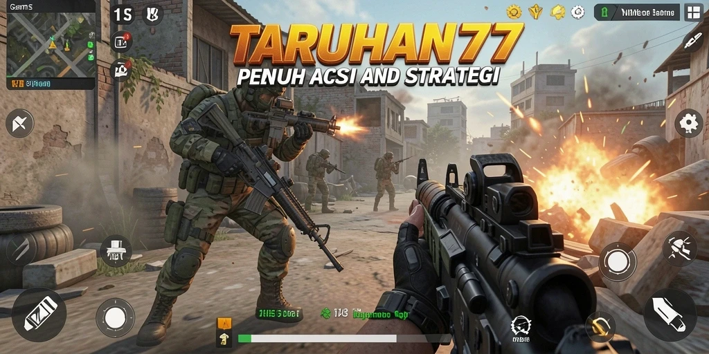Tampilan gameplay intens TARUHAN77 dengan aksi FPS yang mendebarkan.
